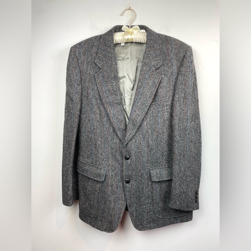Harris Tweed men’s wool herringbone blazer grey 44 regular